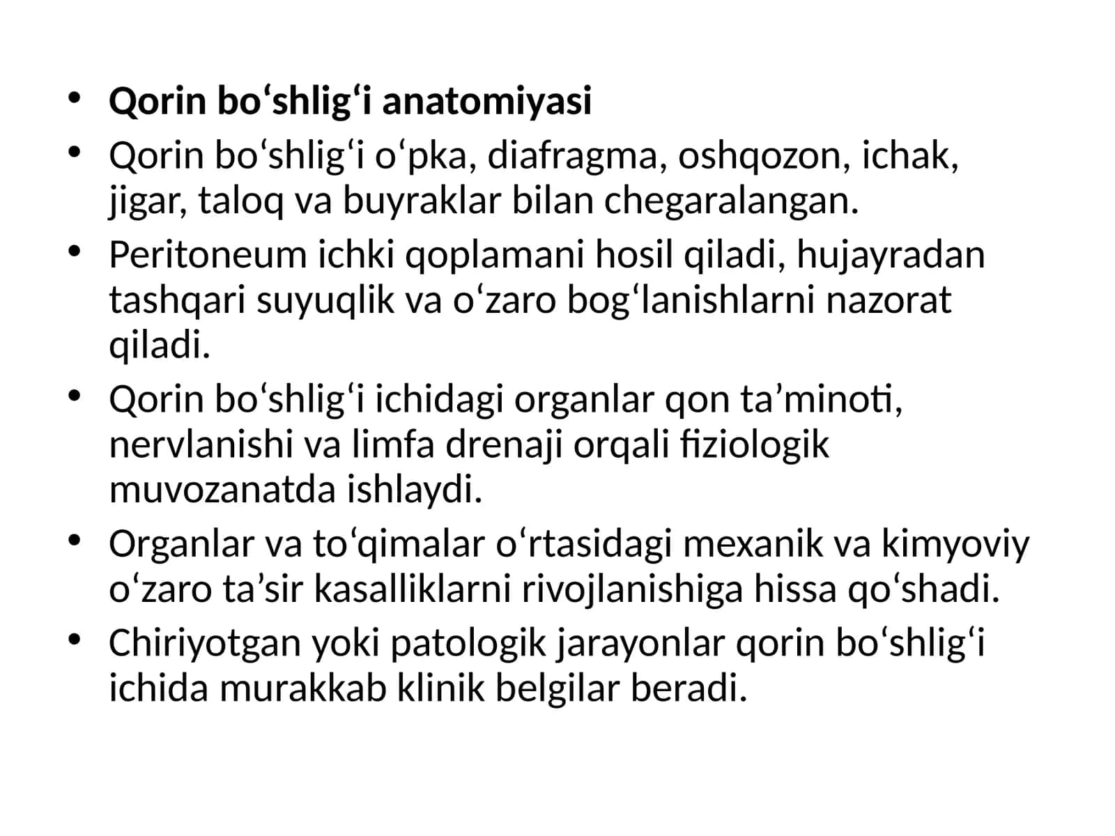 Qorinbo‘shlig‘i anatomiyasi
