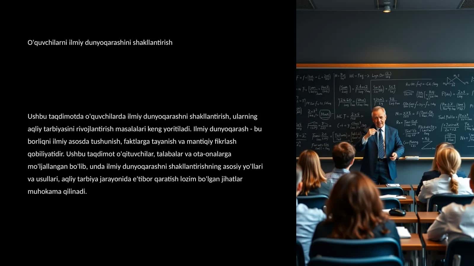 O'quvchilarni ilmiy dunyoqarashini shakllantirish