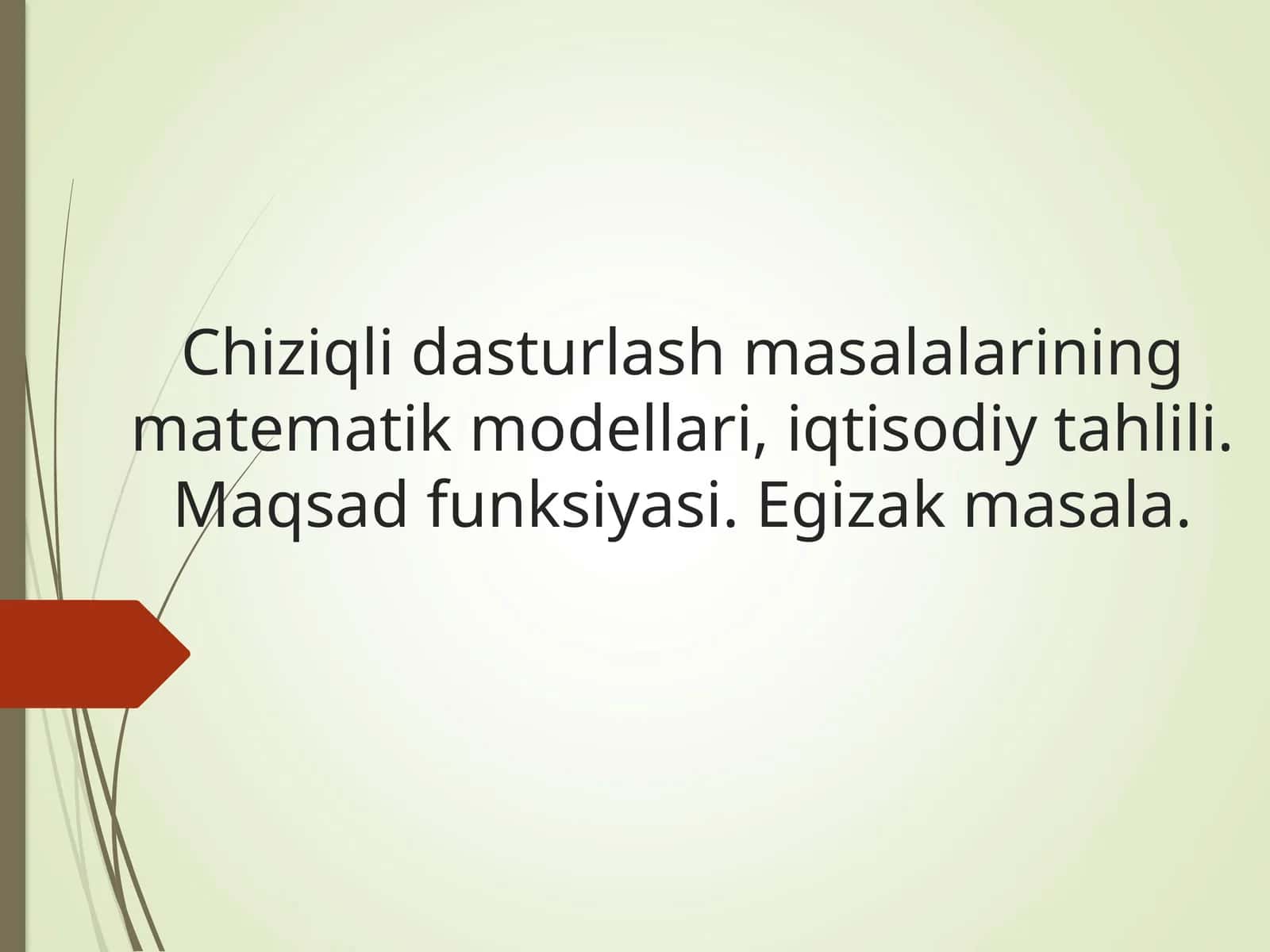 Chiziqli dasturlash masalalarining matematik modellari