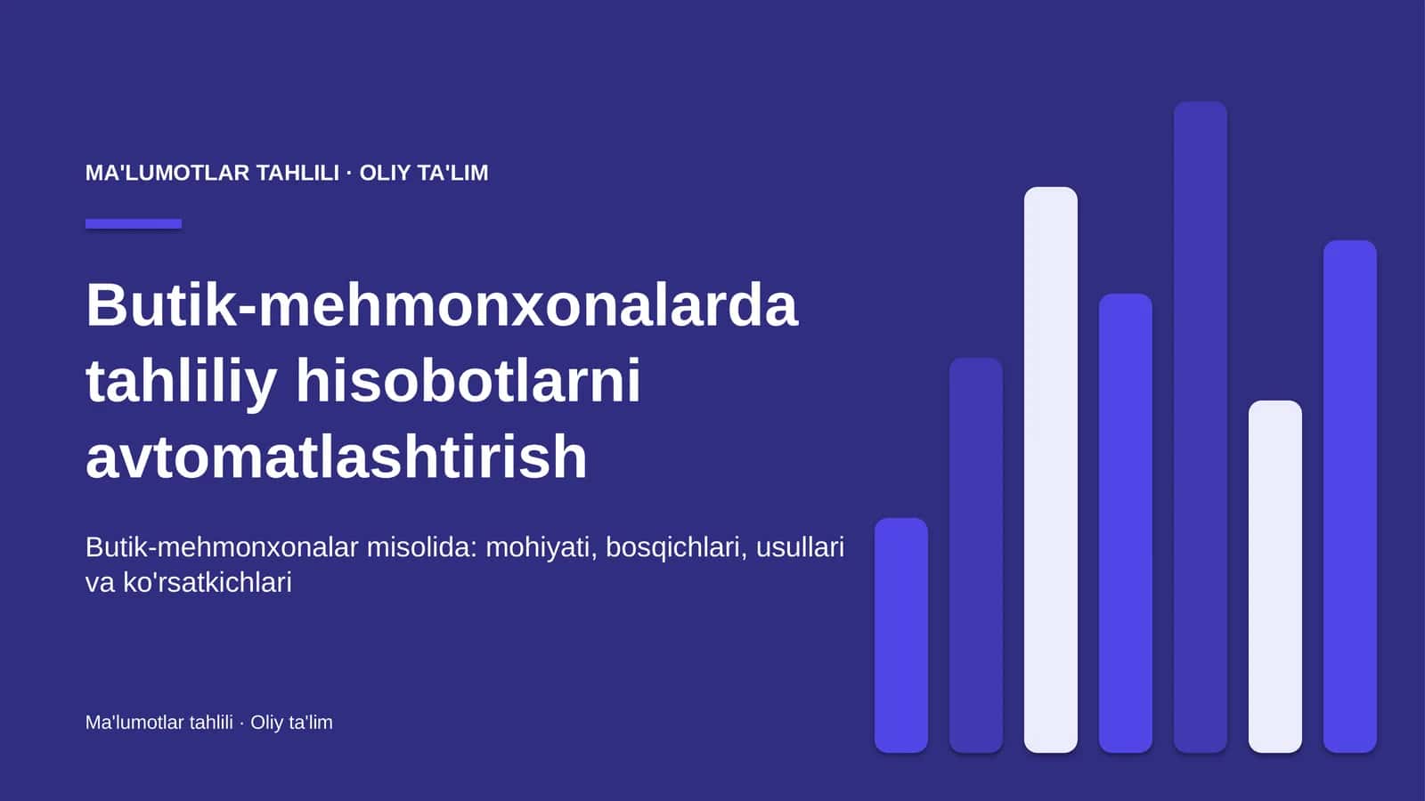 Butik-mehmonxonalarda tahliliy hisobotlarni avtomatlashtirish