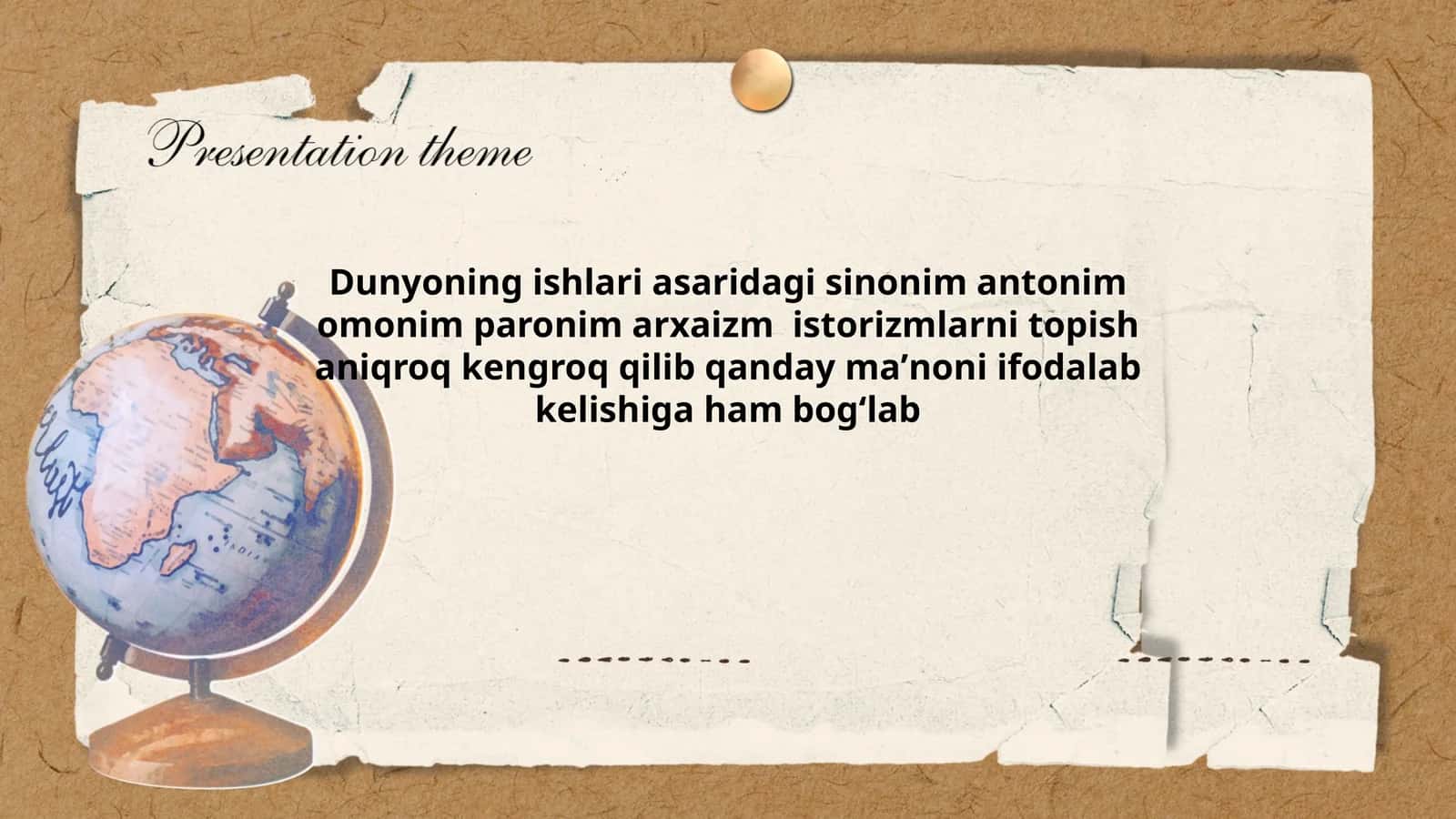 Dunyoning ishlari asaridagi sinonim antonim omonim paronim arxaizm istorizmlarni topish aniqroq kengroq qilib qanday maʼnoni ifodalab kelishiga ham bogʻlab