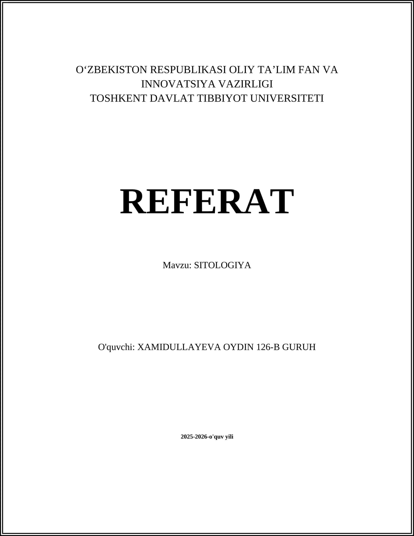 SITOLOGIYA REFERAT