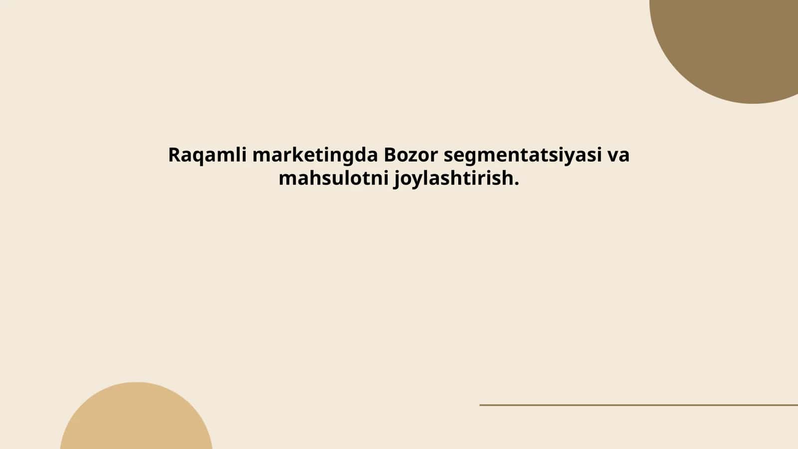 Raqamli marketingda Bozor segmentatsiyasi va mahsulotni joylashtirish
