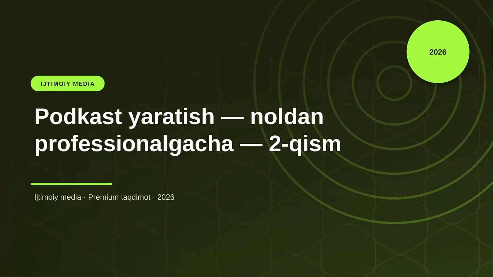 Podkast yaratish — noldan professionalgacha — 2-qism