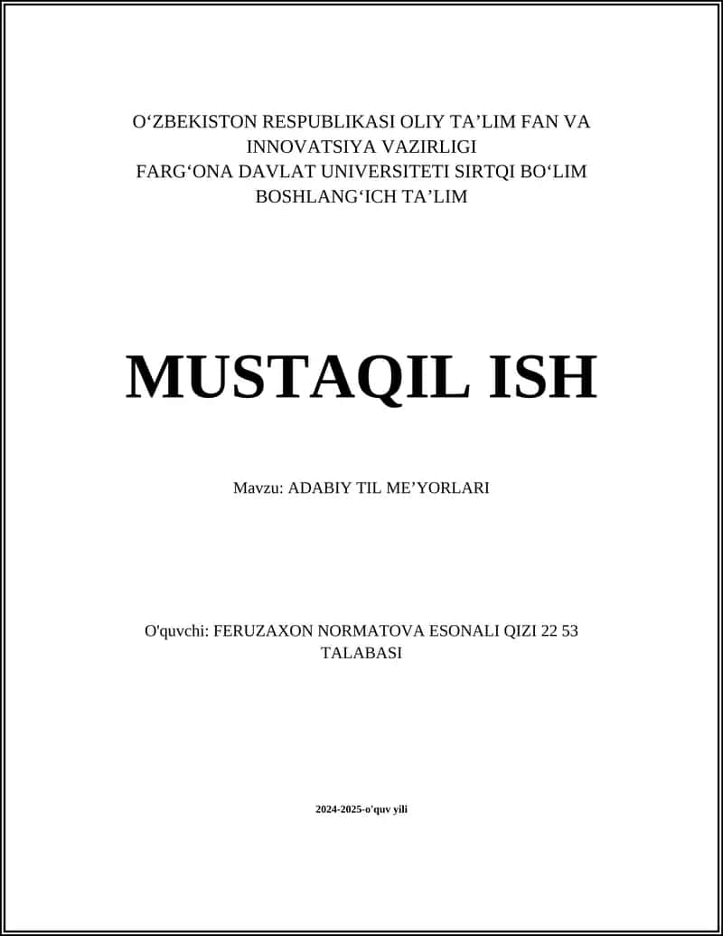 ADABIY TIL MEʼYORLARI