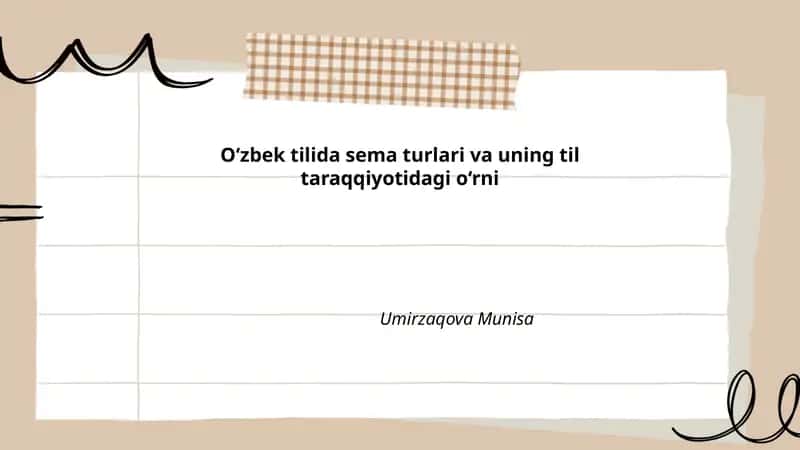 O‘zbek tilida sema turlari va uning til taraqqiyotidagi o‘rni
