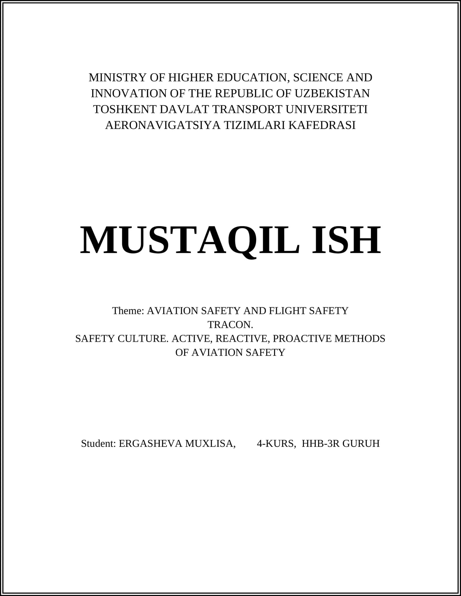 AVIATION SAFETY AND FLIGHT SAFETY
