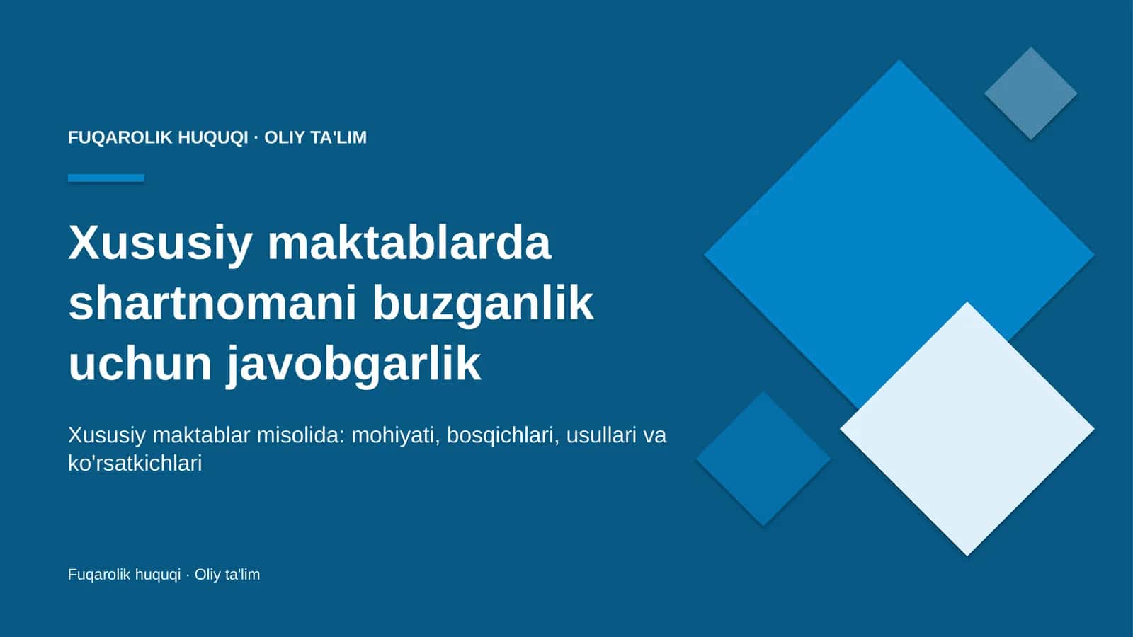 [Xususiy maktablarda shartnomani buzganlik uchun javobgarlik]