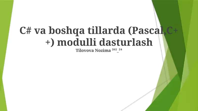 C#.NET Modulli Dasturlash