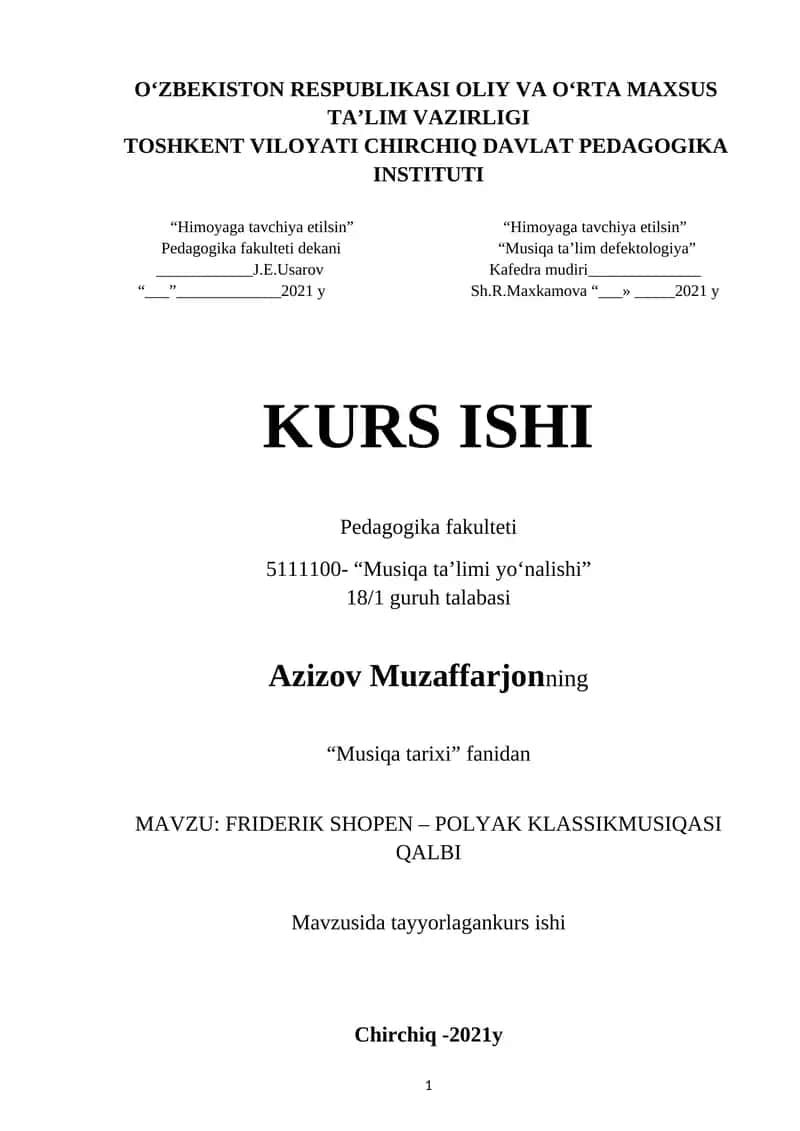 FRIDERIK SHOPEN – POLYAK KLASSIK MUSIQASI QALBI