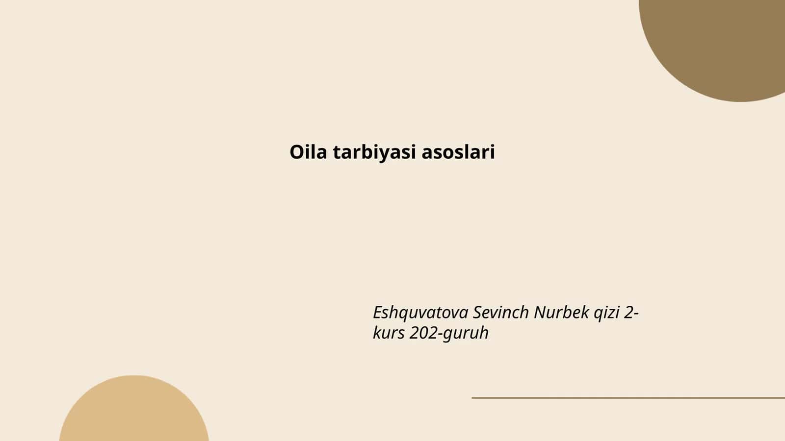 Oila tarbiyasi asoslari