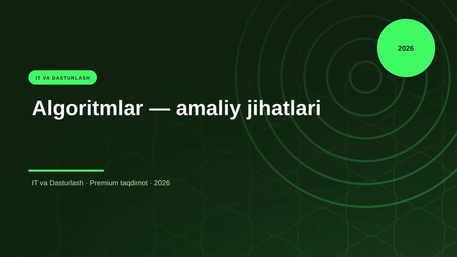 Algoritmlar — amaliy jihatlari