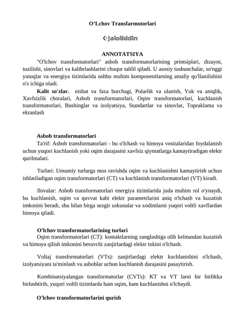Asbob transformatorlari