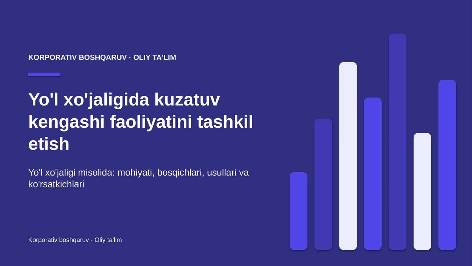 Yo'l xo'jaligida kuzatuv kengashi faoliyatini tashkil etish