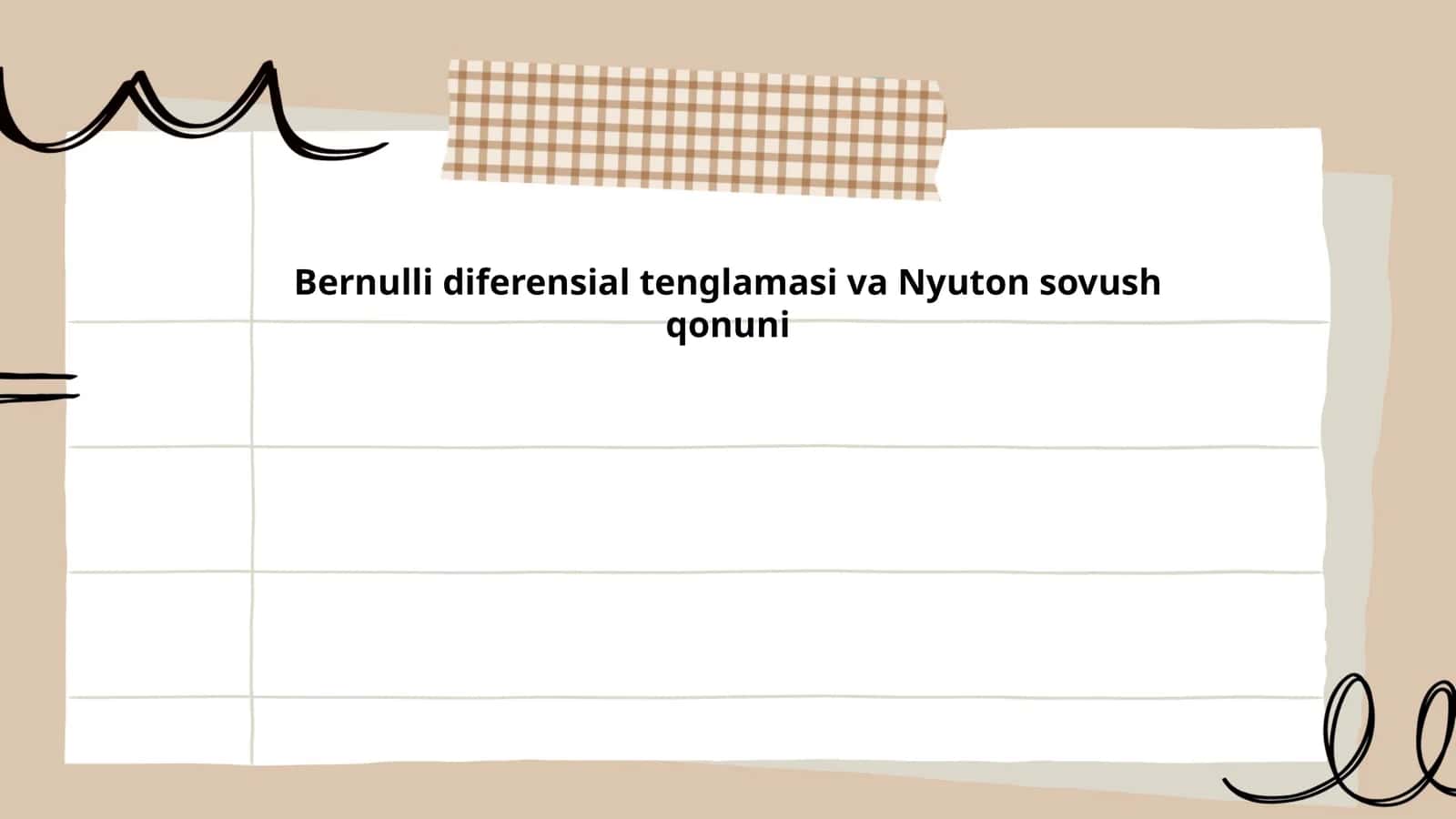 Bernulli diferensial tenglamasi va Nyuton sovush qonuni