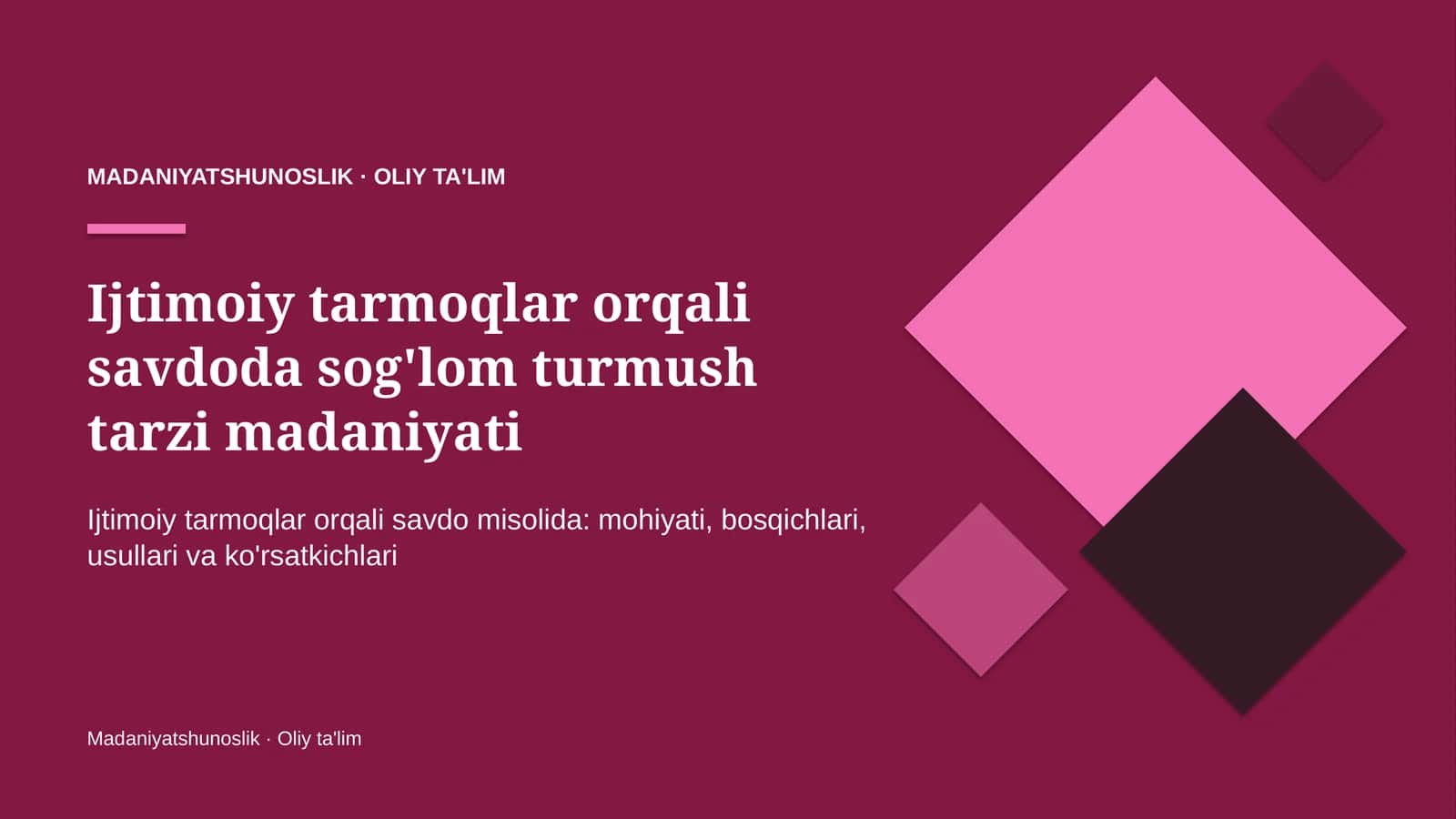Ijtimoiy tarmoqlar orqali savdoda sog'lom turmush tarzi madaniyati