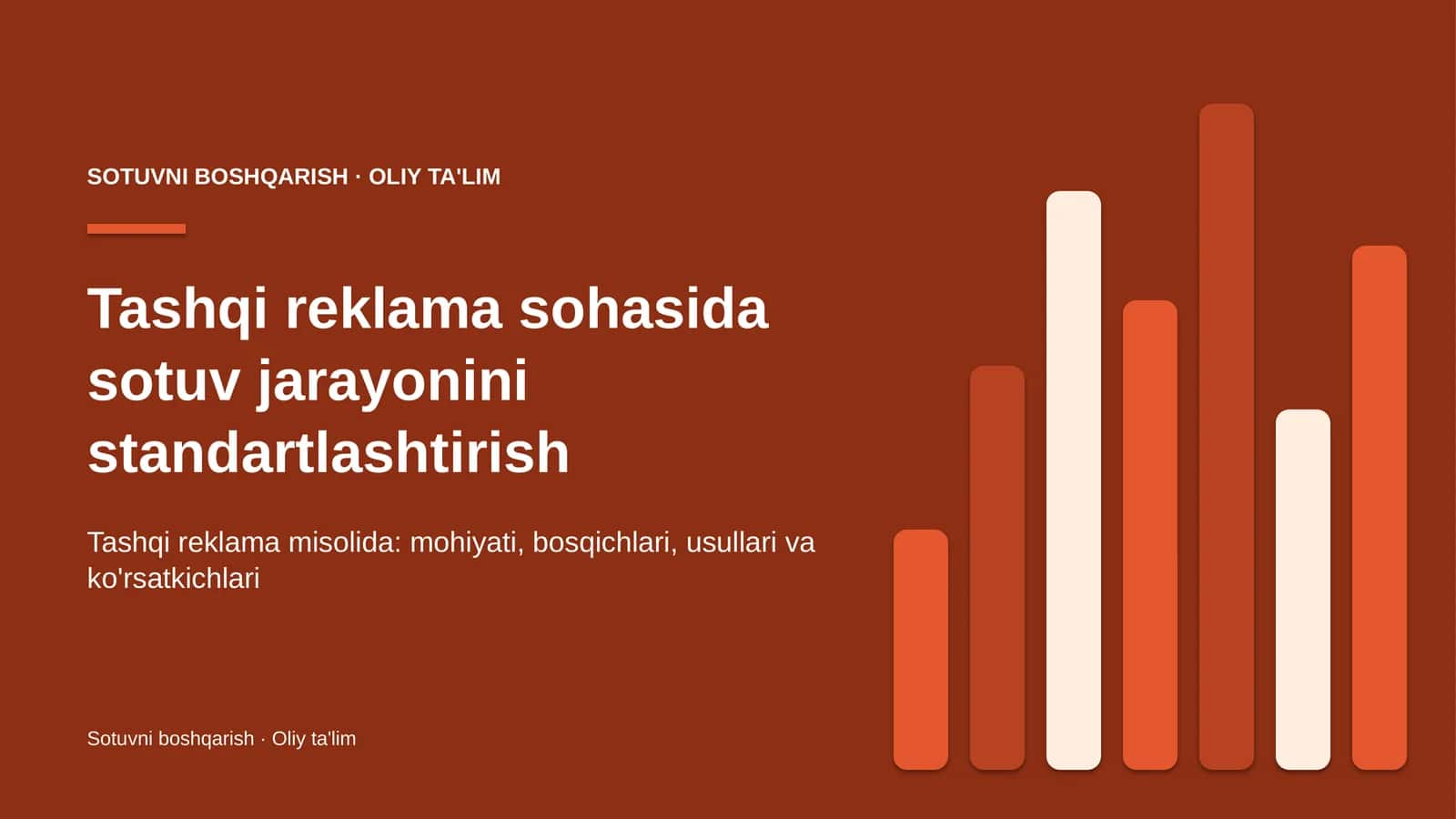 Tashqi reklama sohasida sotuv jarayonini standartlashtirish