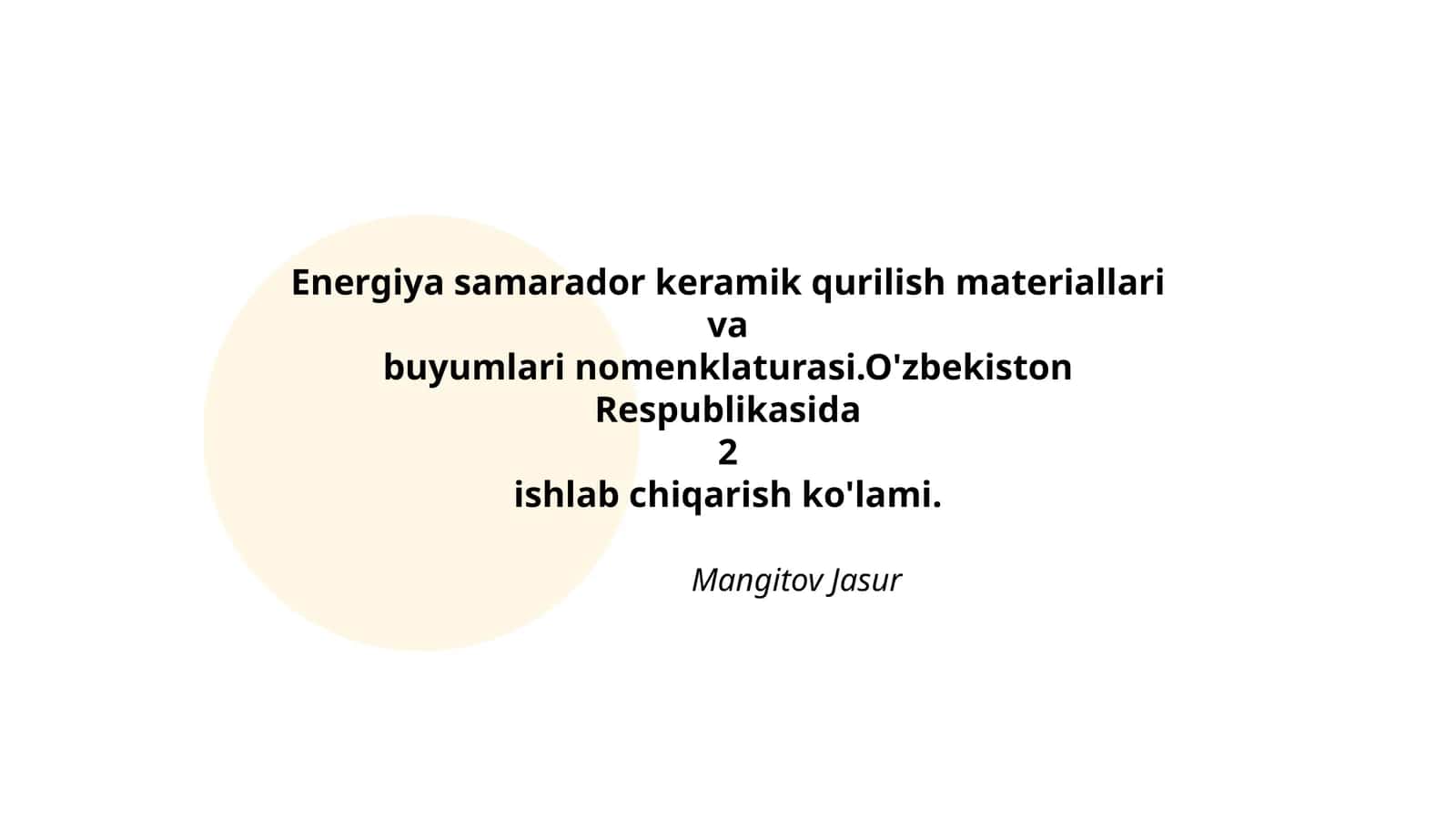 Energiya samarador keramik qurilish materiallari va buyumlari nomenklaturasi