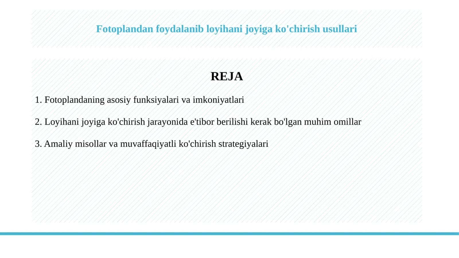 Fotoplandan foydalanib loyihani joyiga ko'chirish usullari
