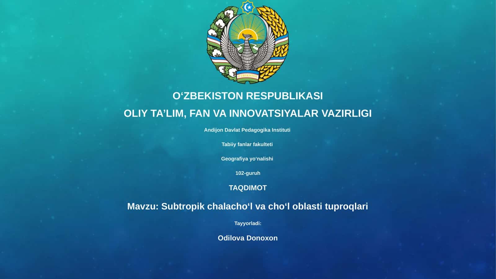 Subtropik chalacho‘l va cho‘l oblasti tuproqlari