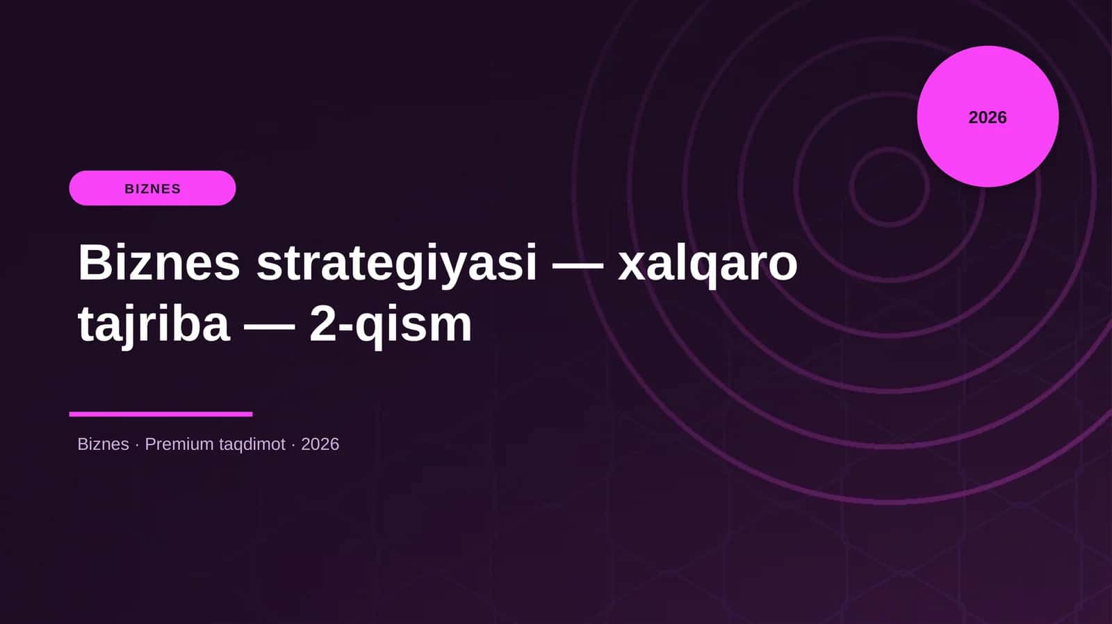 Biznes strategiyasi — xalqaro tajriba — 2-qism