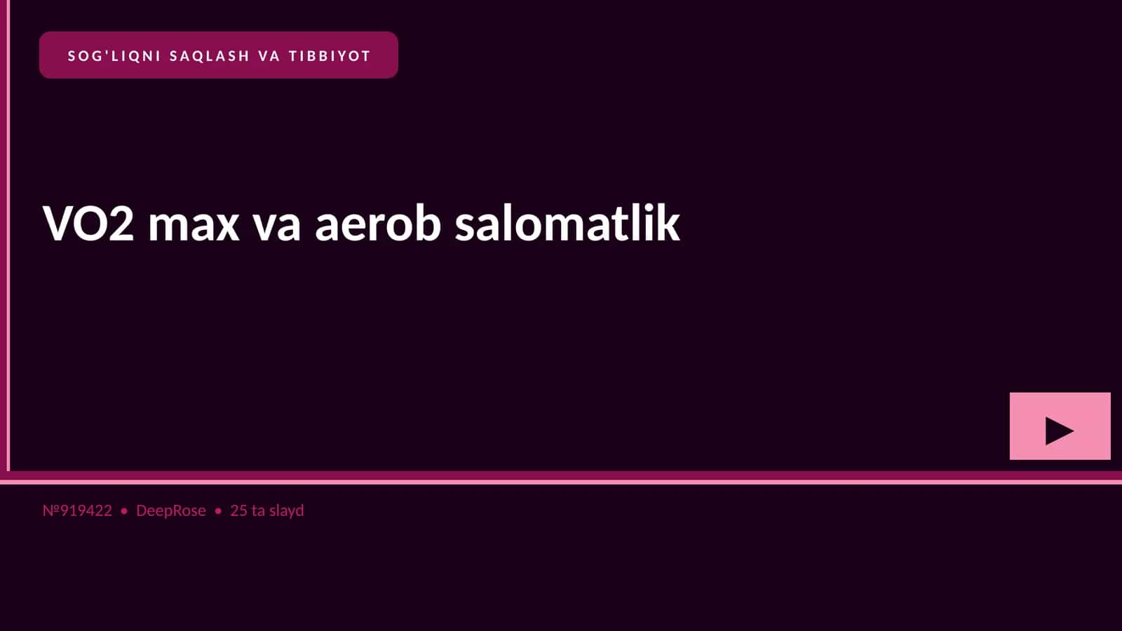 SOG'LIQNI SAQLASH VA TIBBIYOT