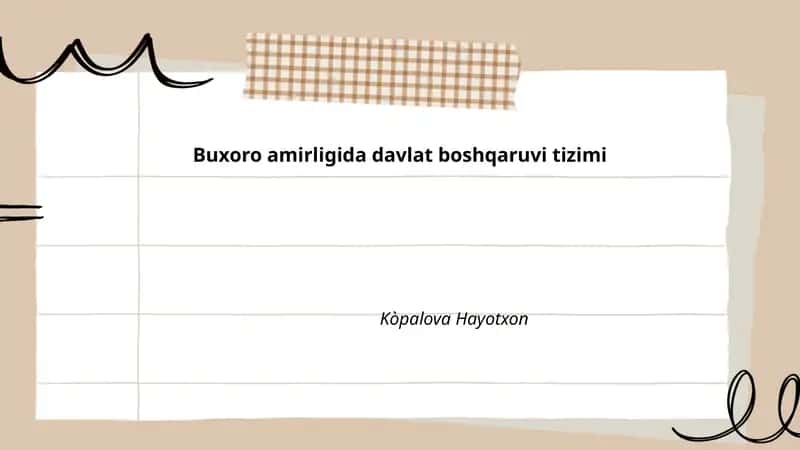 Buxoro amirligida davlat boshqaruvi tizimi