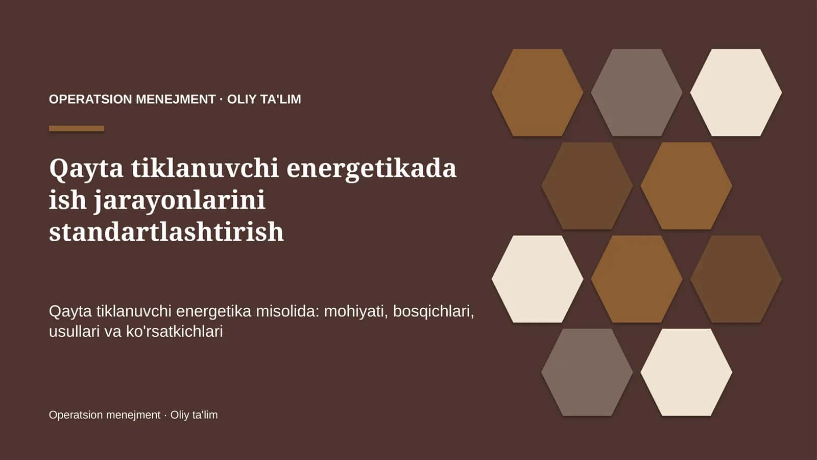 qayta tiklanuvchi energetikada ish jarayonlarini standartlashtirish 1925