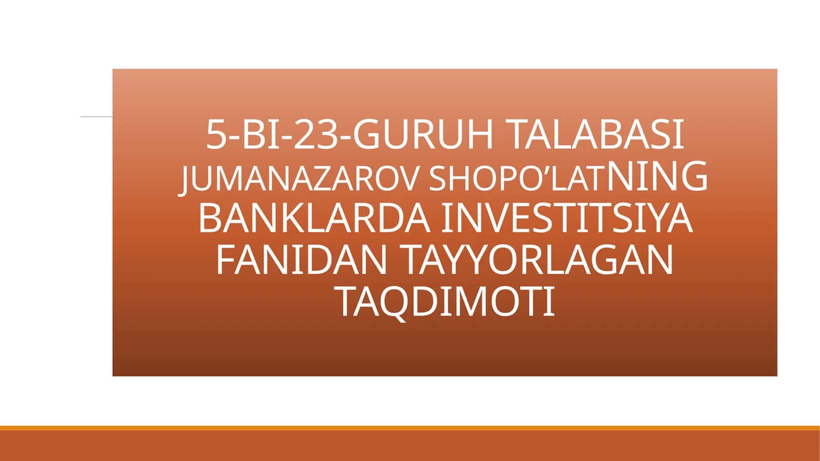 Banklarning investitsiya  faoliyatida kapital qurilish