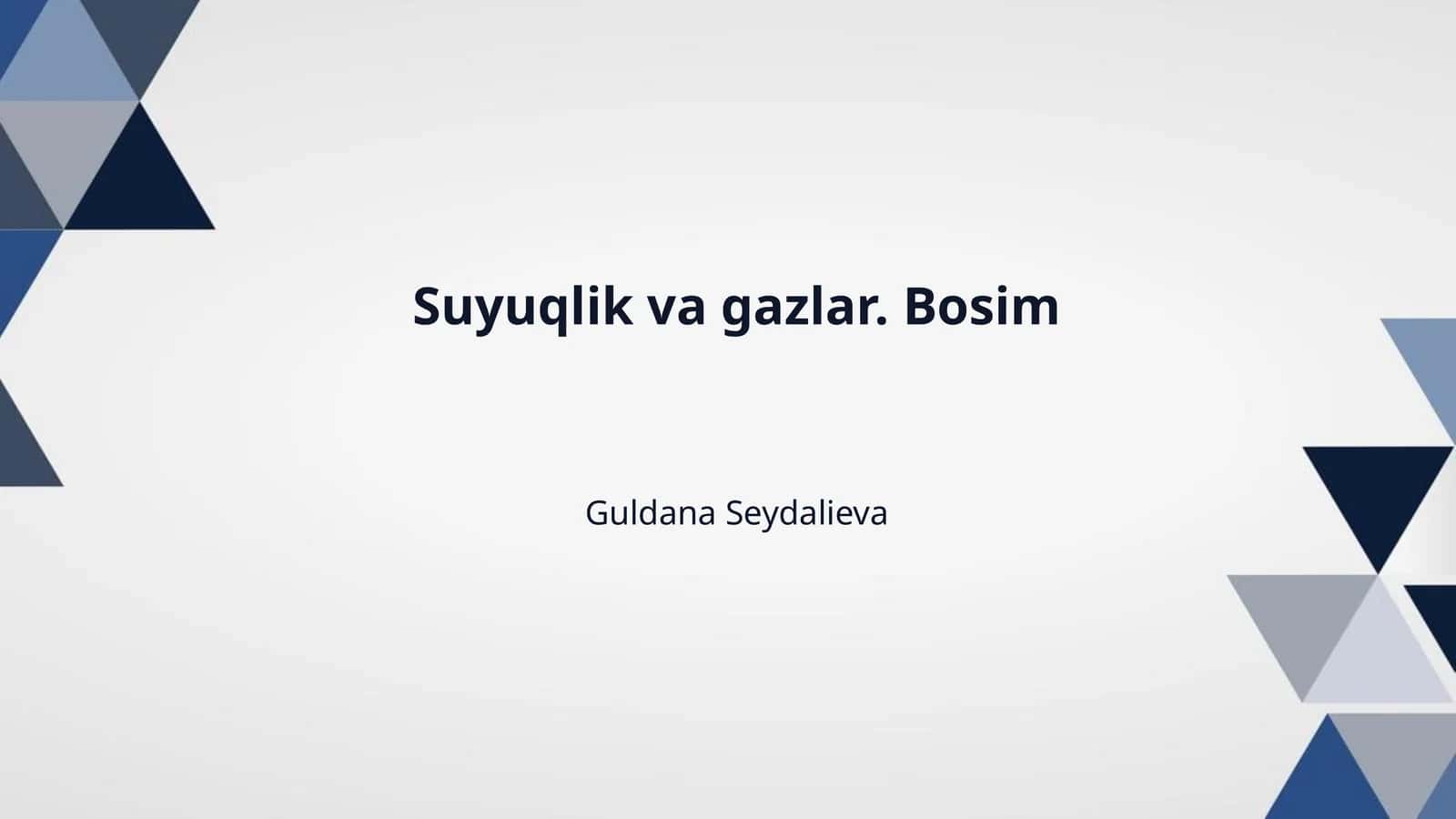 Suyuqlik va gazlar. Bosim