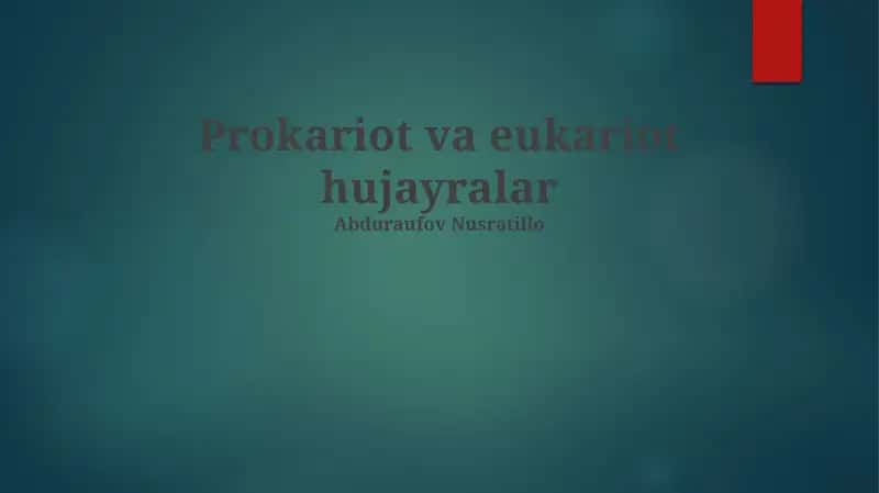 Prokariot va eukariot hujayralar