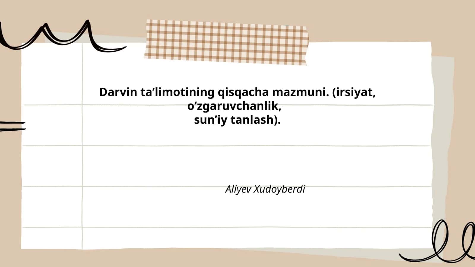 Darvin ta’limotining qisqacha mazmuni