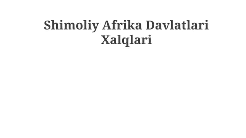 Shimoliy Afrika Davlatlari Xalqlari