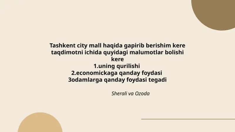 Tashkent city mall haqida taqdimot