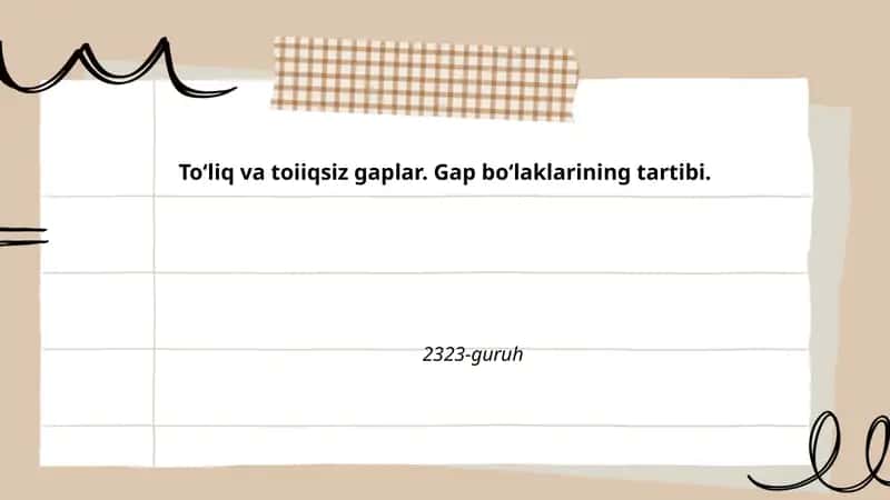 To‘liq va toiiqsiz gaplar