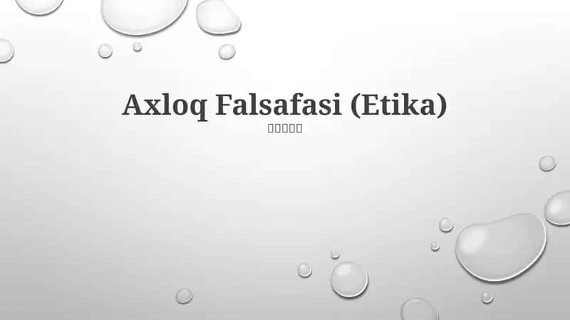Axloq Falsafasi (Etika)