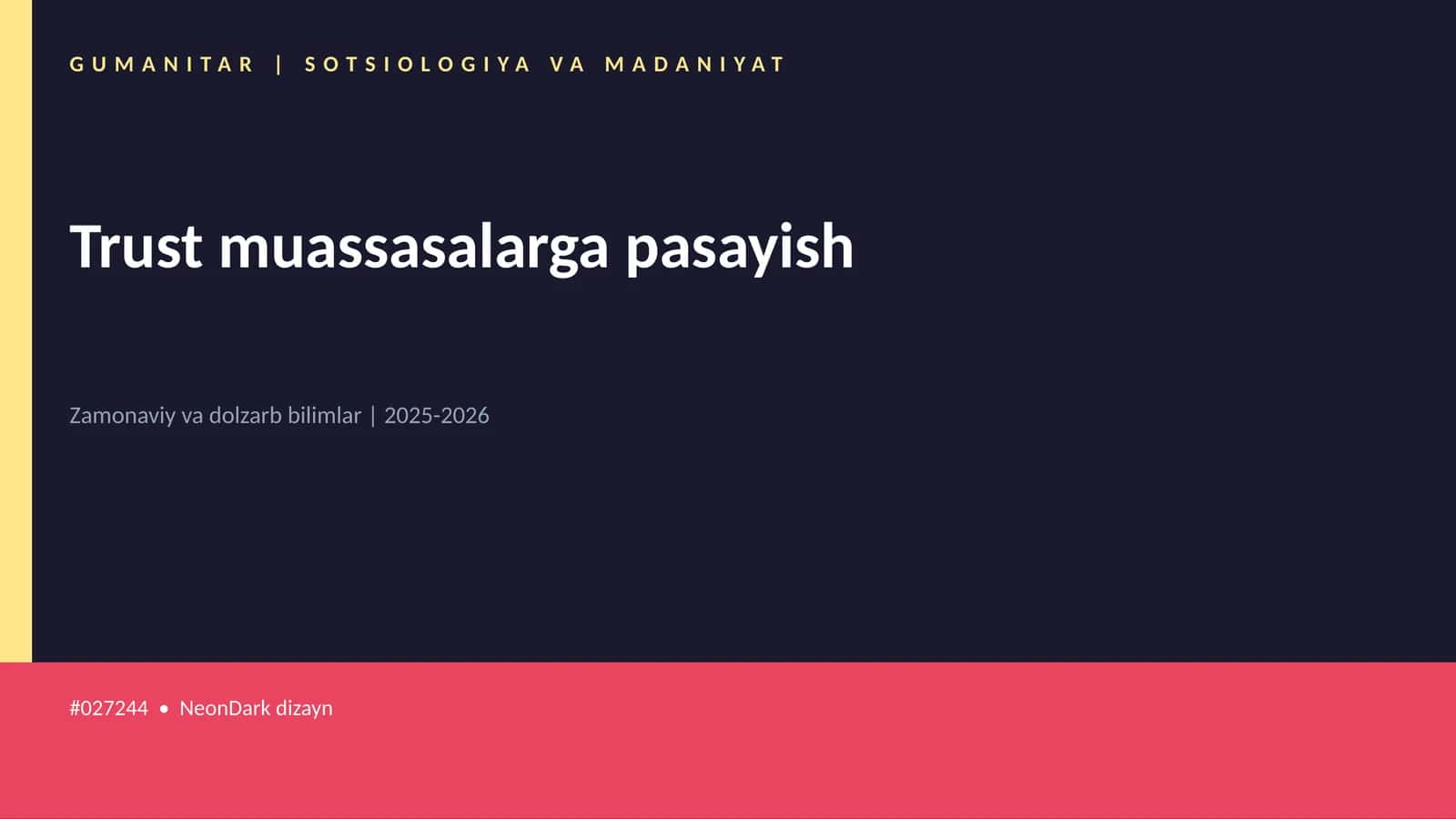 Mavzuga Kirish — Trust muassasalarga pasayish
