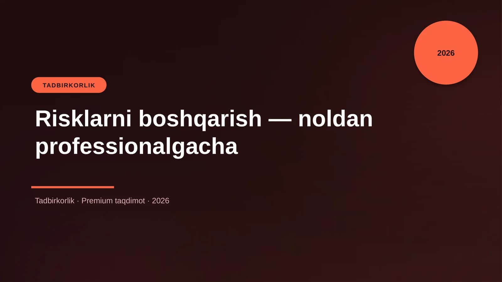 Risklarni boshqarish — noldan professionalgacha
