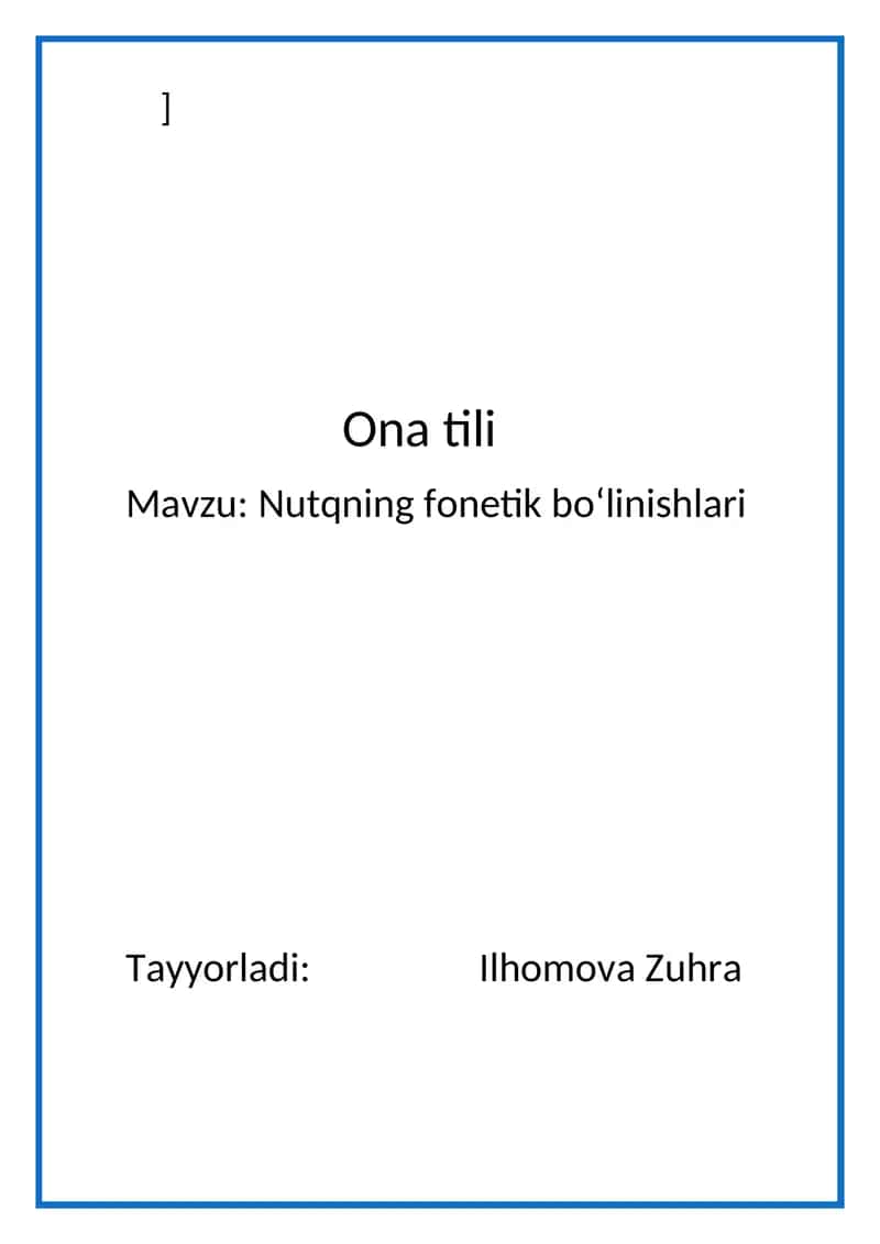Nutqning fonetik boʻlinishlari