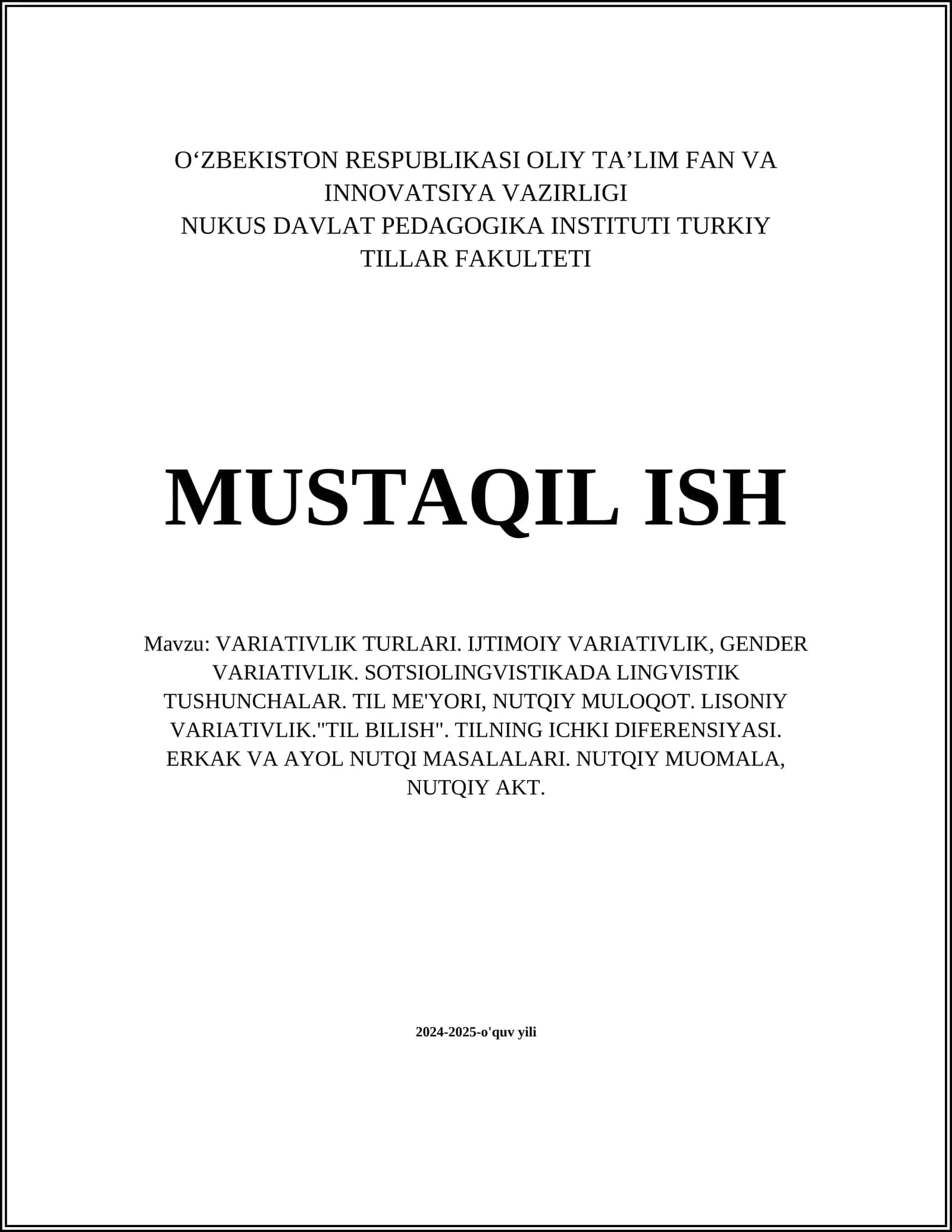 VARIATIVLIK TURLARI