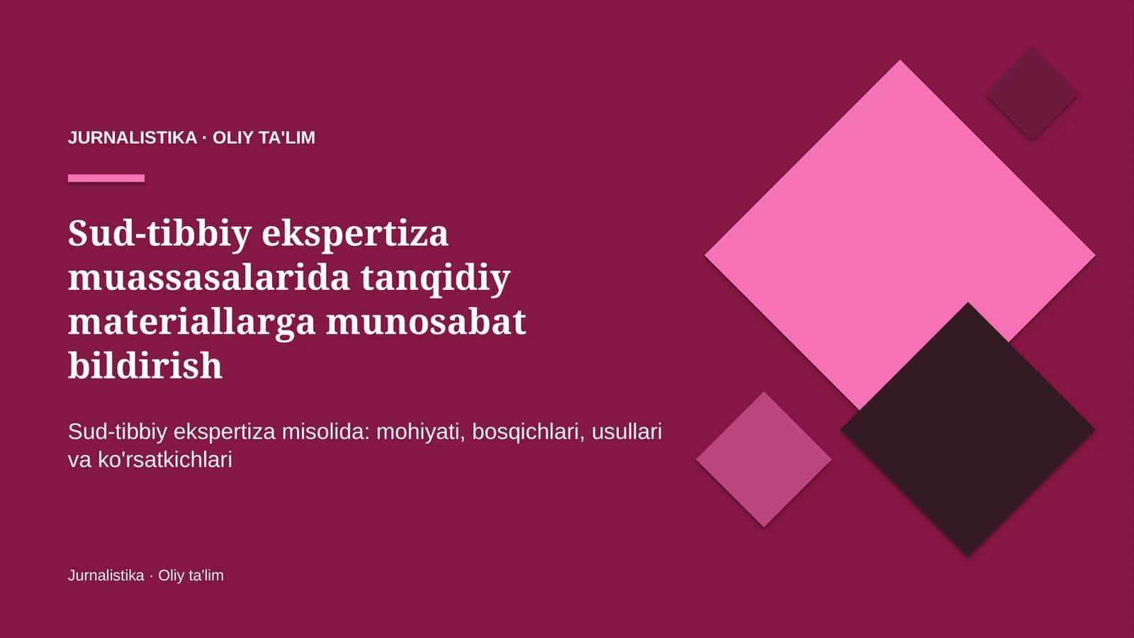 Sud-tibbiy ekspertiza muassasalarida tanqidiy materiallarga munosabat bildirish