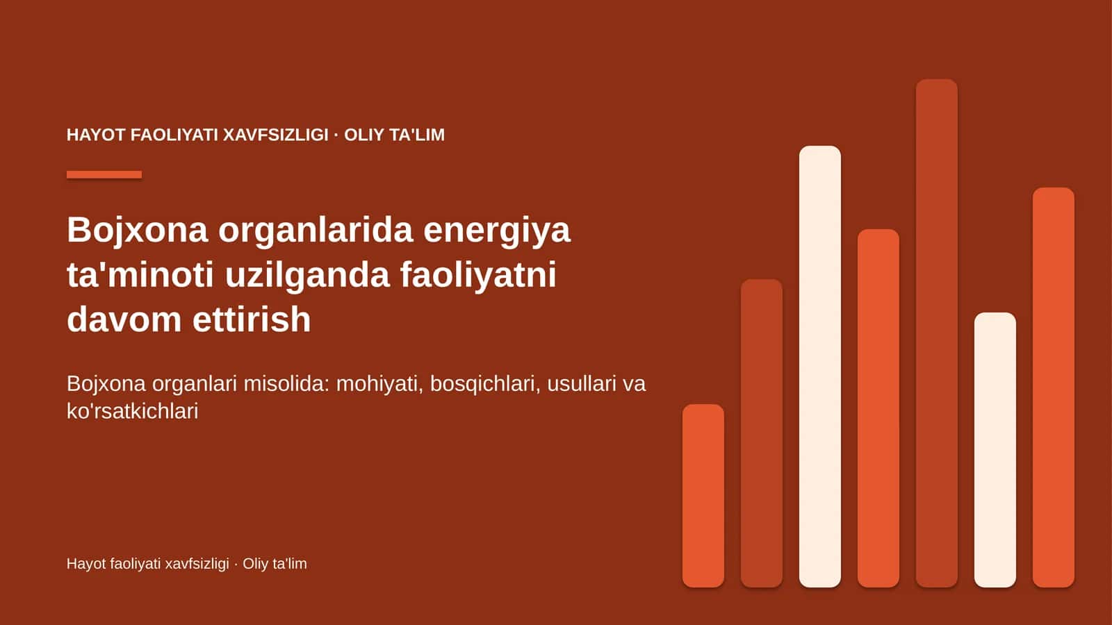 Bojxona organlarida energiya ta'minoti uzilganda faoliyatni davom ettirish
