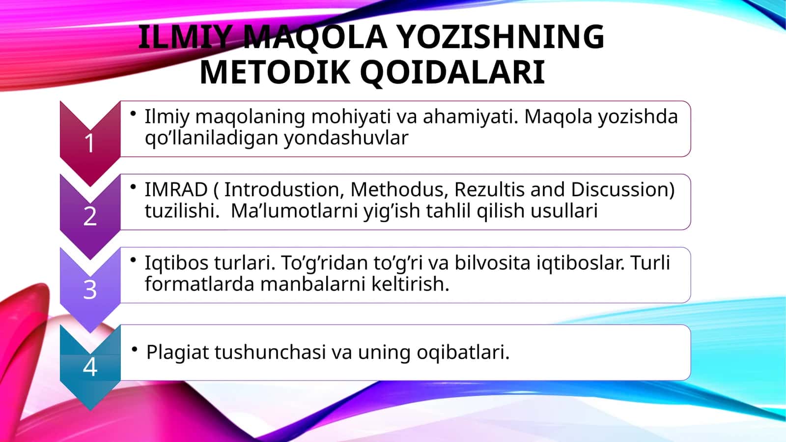 Ilmiy maqolayozishning metodik qoidalari