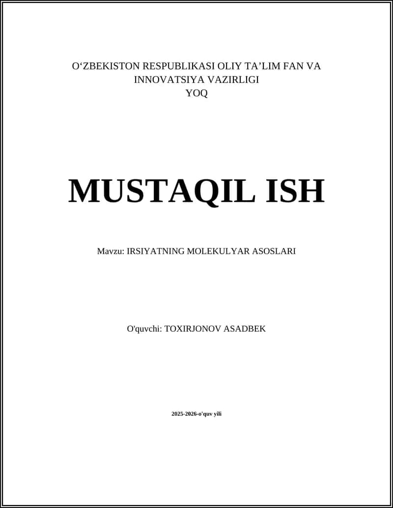 IRSIYATNING MOLEKULYAR ASOSLARI