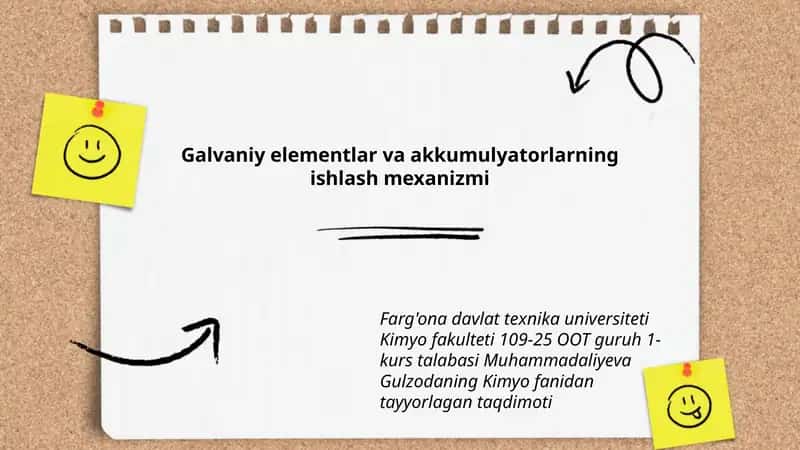 Galvaniy elementlar va akkumulyatorlarning ishlash mexanizmi