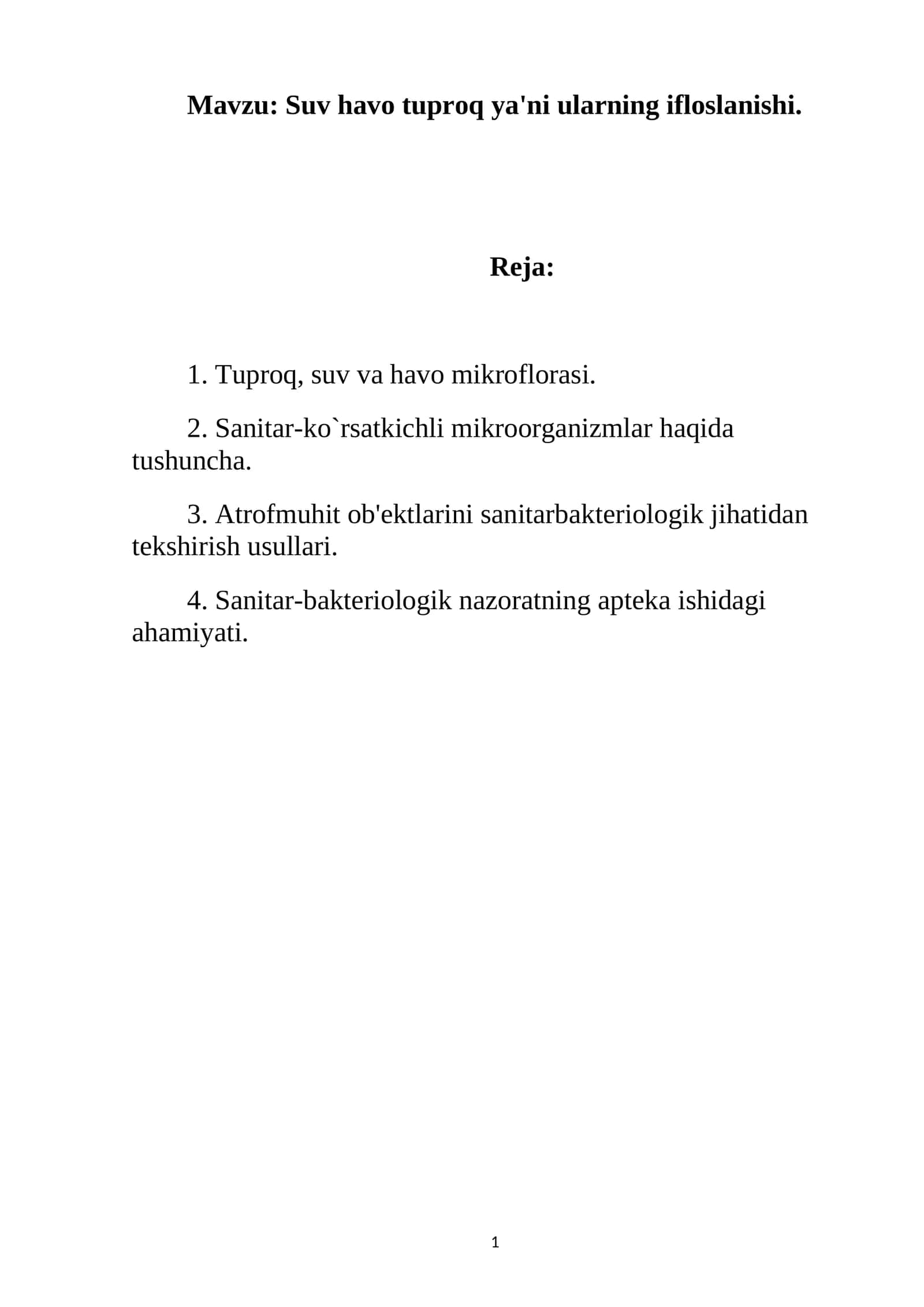 Tuproq, Suv va Havo Mikroflorasi