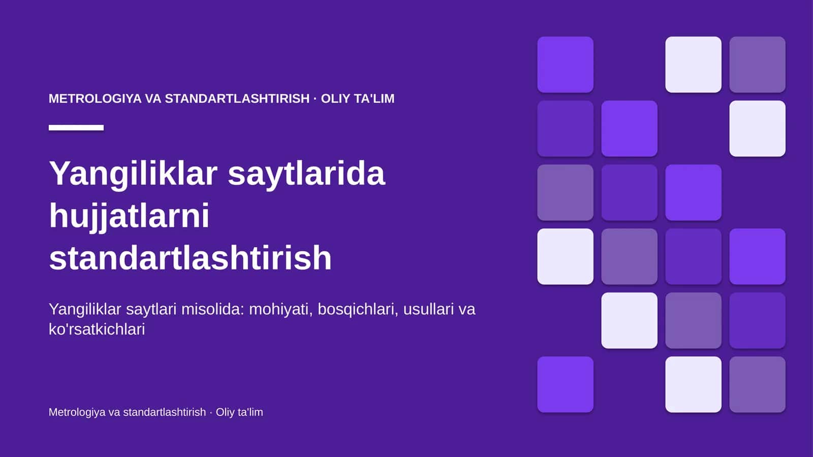 Yangiliklar saytlarida hujjatlarni standartlashtirish