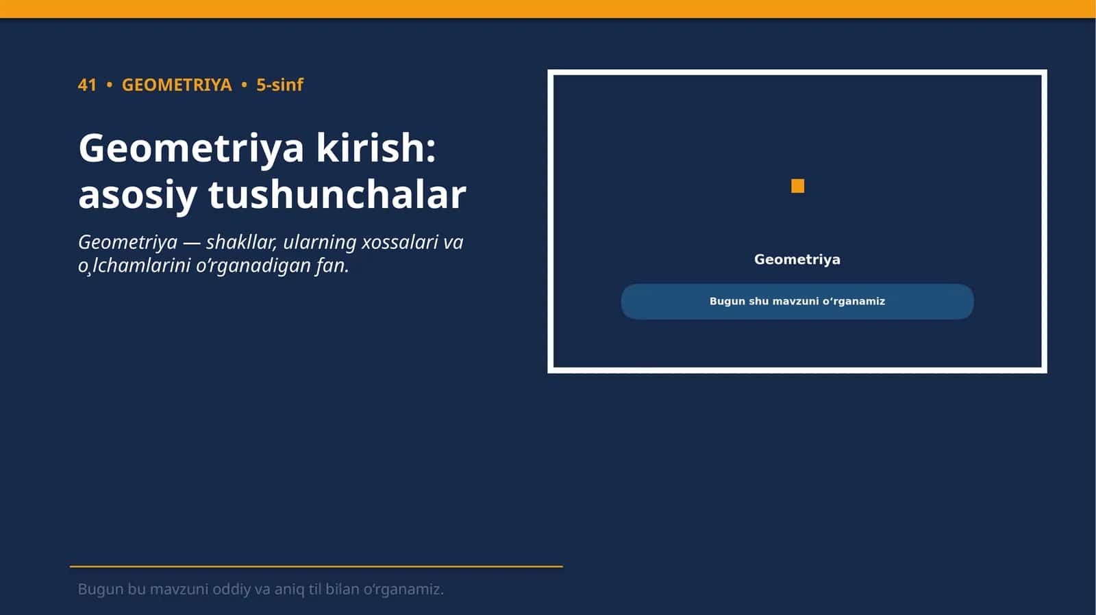 Geometriya kirish: asosiy tushunchalar