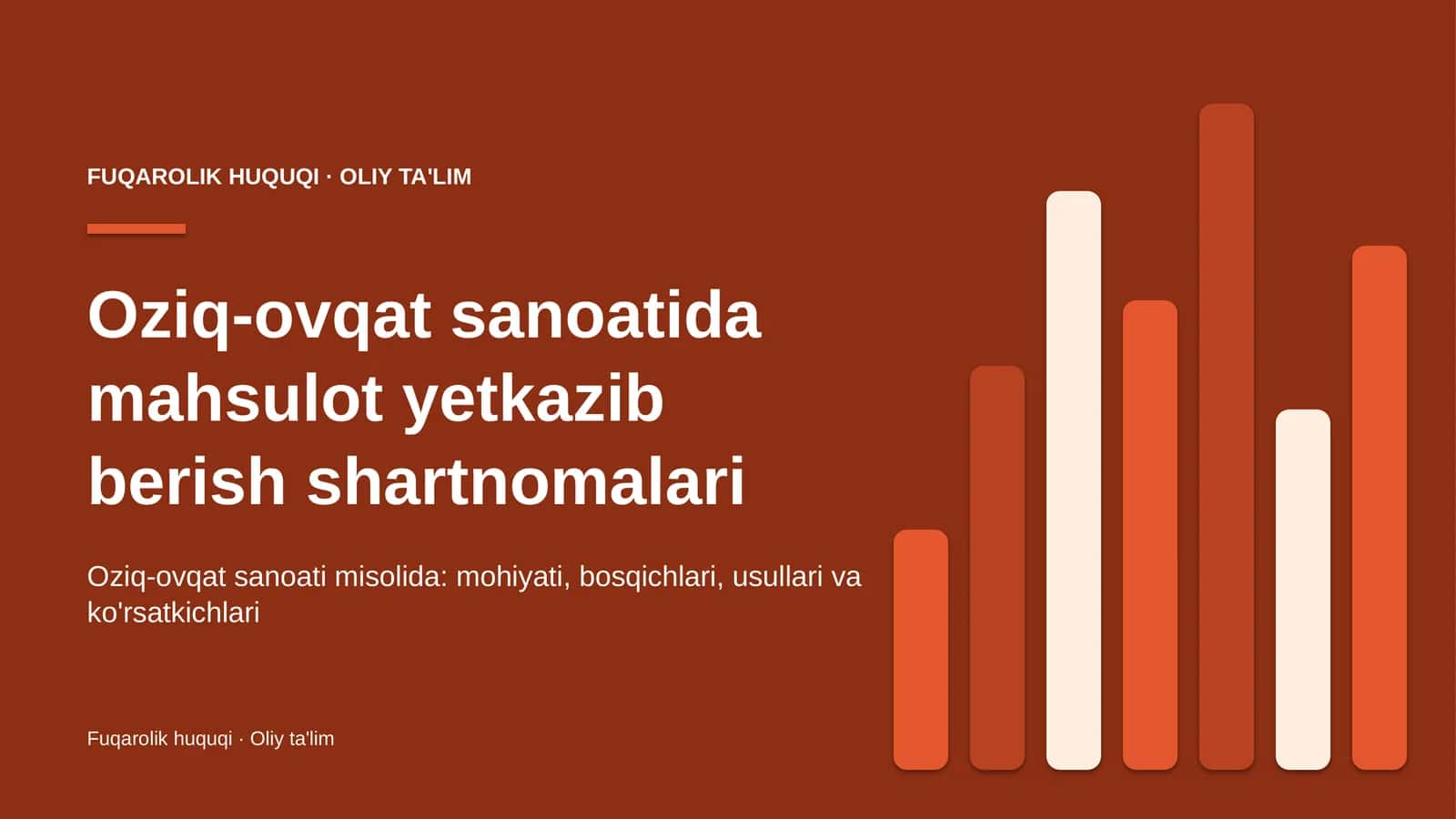 Oziq-ovqat sanoatida mahsulot yetkazib berish shartnomalari