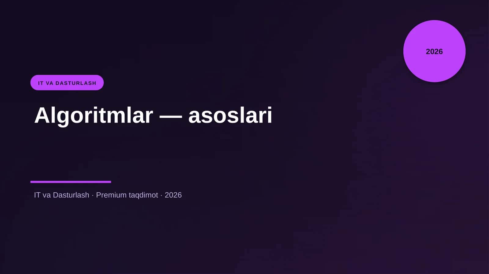 Algoritmlar — asoslari